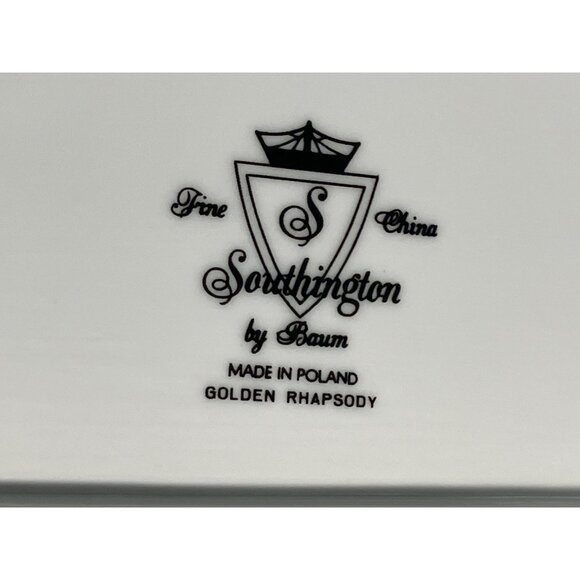 Southington Golden Rhapsody Fine China White Ceramic Oval Serving Platter Poland - Picture 9 of 9